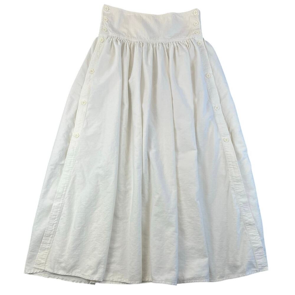 Vintage 80s Gene Ewing BIS White Cotton Prairie Maxi Skirt Made USA Size 10